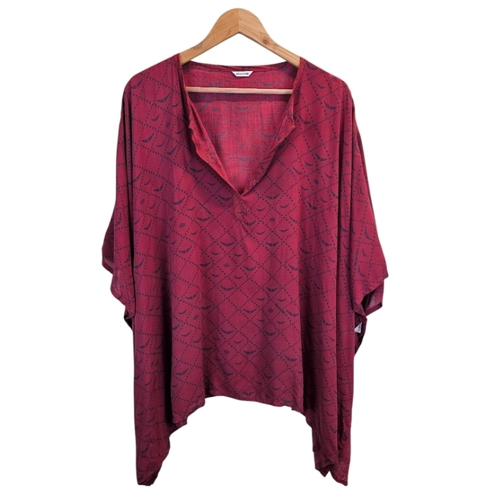 Zadig & Voltaire Logo Jeri Kaftan OS Burgundy Beach Coverup Italian Designer